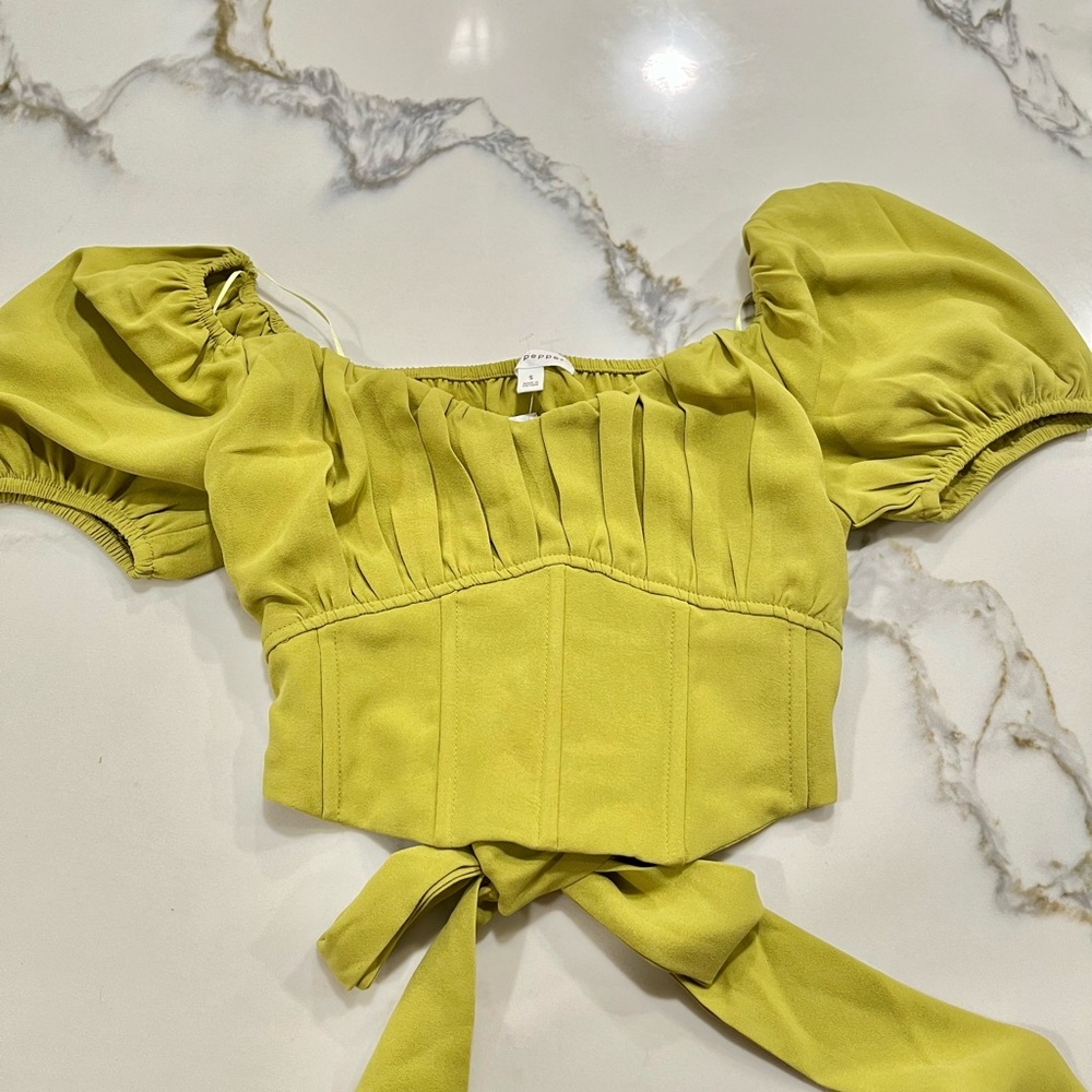 Chartreuse Back Tie Top